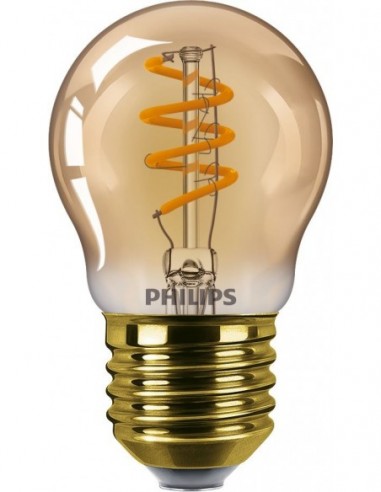 Bombilla LED · Philips · Filamento Pack 1x15W P45 E27 Regulable Gold 2000K 136 Lúmenes